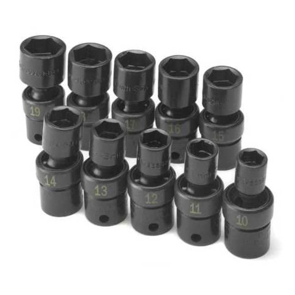 3/8" Drive Impact Socket Set Metric 10 Pieces 10 to 19 mm , Black Phosphate