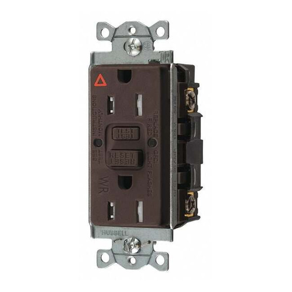 Hubbell Wiring Device-Kellems GFCI Rceptcle,Commer.,Brwn,15A,0.5 HP GFTWRST15IG