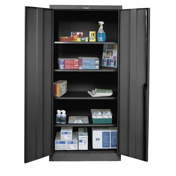 Shelving Storage Cabinet, 78 in H, 36 in W, 24 in D, Swing, Keyed, Black, 4 Shelves, 0 Drawers