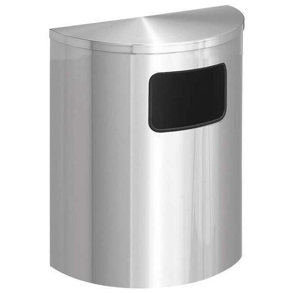 Glaro Trash Can,Half Round,24 gal.,Silver 2493-SA-SA