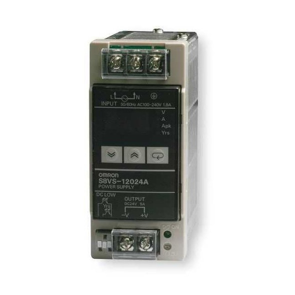 Omron DC Power Supply, 100/240V AC, 24V DC, 120 W, 5 A, DIN Rail S8VS-12024A