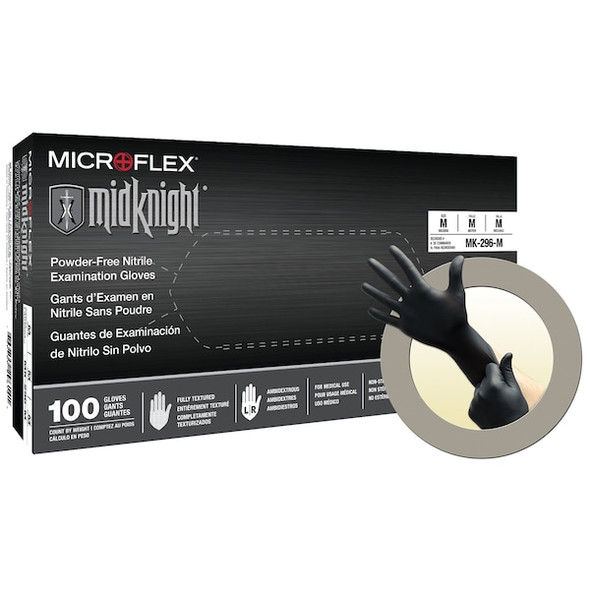 Ansell Disp Glv,Blk,Nitrile,Exam PF, L,PK100 MK-296