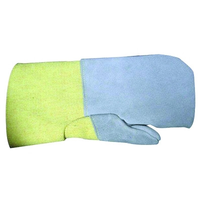 High Heat Wool-Lined Kevlar® Mittens, Yellow/Gray, Large