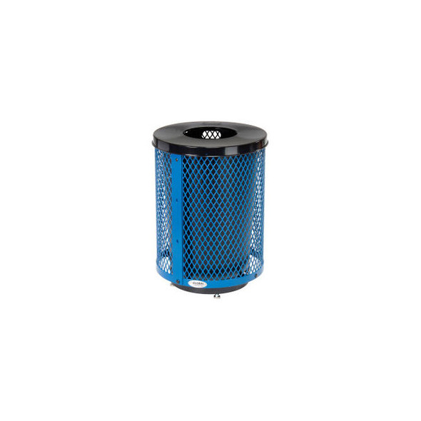 Global Industrial Outdoor Diamond Steel Trash Can With Flat Lid & Base 36 Gallon