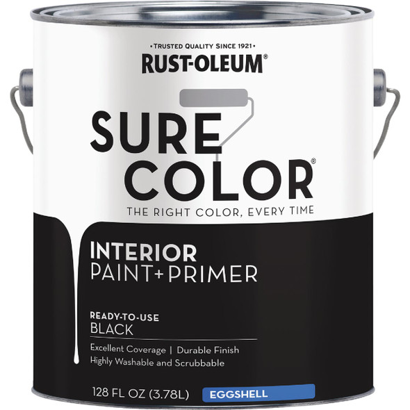 Rust-Oleum Sure Color Eggshell Black Interior Wall Paint and Primer, Gallon