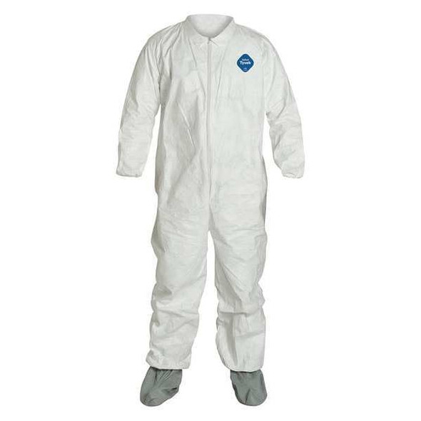 Dupont Tyvek 400 Coverall,Elastic Non Slip Boot,3XL,PK25 TY121SWH3X0025NS
