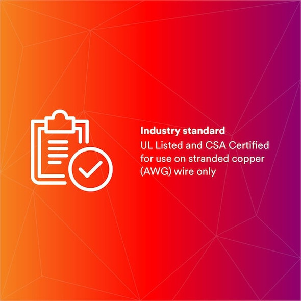 Fork Terminal, #10 Stud Size, 14 AWG, 1,000 V, Vinyl Insulated, Blue, Crimp Termination Only