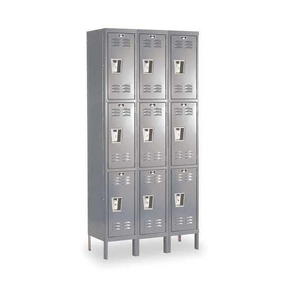 Wardrobe Locker, 36 in W, 18 in D, 78 in H, (3) Tier, (3) Wide, Dark Gray