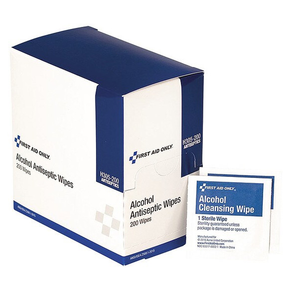 First Aid Only Topical Antiseptic,Wipes,PK200 H305-200 First Aid Only Topical Antiseptic,Wipes,PK200 H305-200