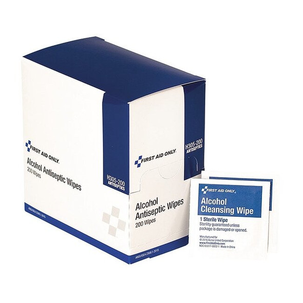 Topical Antiseptic Wipes, 70% Isopropyl Alcohol, 200 Packets per Box