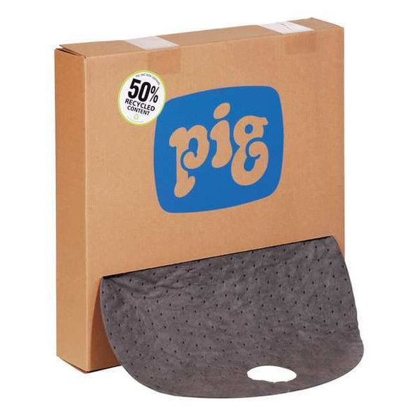 Pig Sorbent Pad, 6 gal, 22 in Dia., Universal, Gray, Polypropylene MAT255