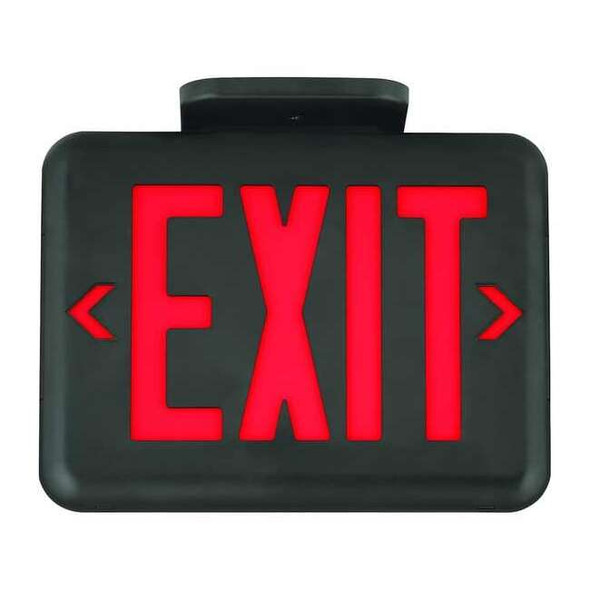 Exit Sign, Black, 1 or 2 Face(s), LED, Universal Mount, Not Battery Powered