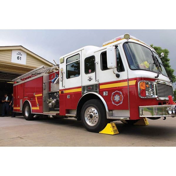 Checkers Wheel Chock,12-1/4 In H,Urethane,Yellow AT3514-AC-Y