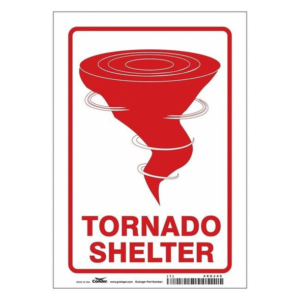 TORNADO SHELTER, 7 in W x 10 in H, Horizontal Rectangle, Vinyl, 480J46