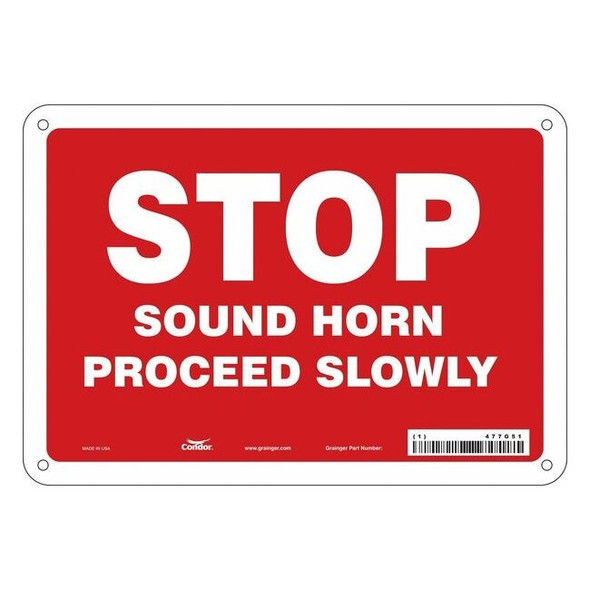 No Header, Stop Sound Horn Proceed Slowly, 10" W x 7" H, Rectangle, Plastic