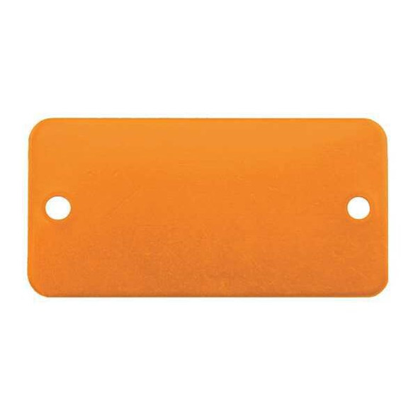 Blank Tag, Aluminum, 3 in H x 5 in W, 3 in Dia., Orange, Rectangle, 5 PK