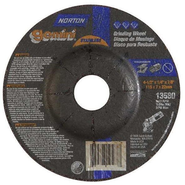 Norton Abrasives DepressedGrindWhl,7/8"CN,UnthreadHle 66252842033