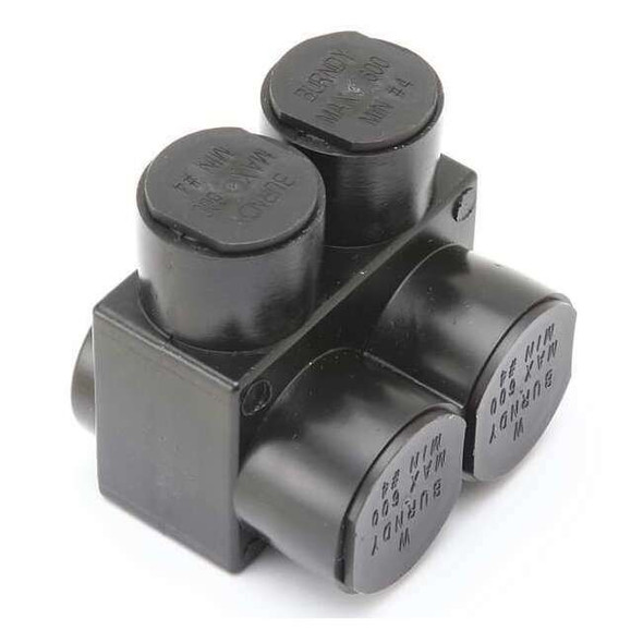 Burndy MultitapConnector,Alum,Blk,Hex,2Port 1PL6002