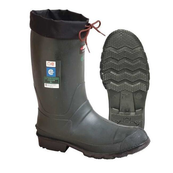 Men's Hunter (TOE) Rubber Boot, Steel Toe, 13" Height, Green, 9