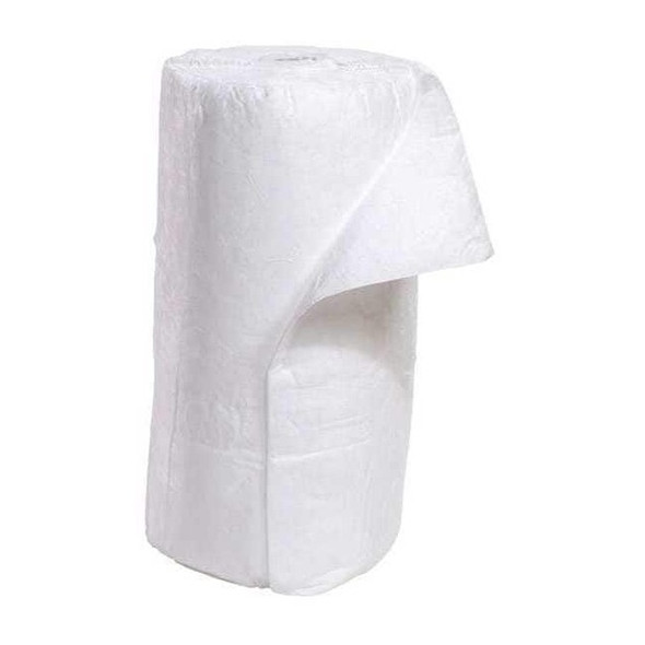 Spilltech Sorbent Roll, 50 gal, 30 in x 150 ft, Oil, White, Polypropylene WR150M