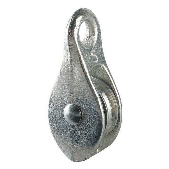 Pulley Block, Fibrous Rope, 3/8 in Max Cable Size, Not Rated Max Load, None