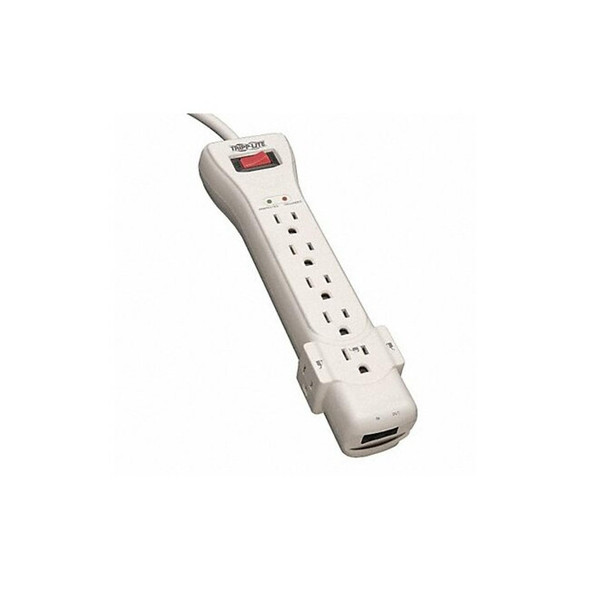 Tripp Lite Power Strip, Surge, 7 5-15R, 5-15P, 7 ft., Light Gray SUPER7TEL