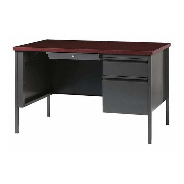 Hirsh Office Desk, Right Hand Pedestal, 48"W x 30"D, Char/Mahogany 20438