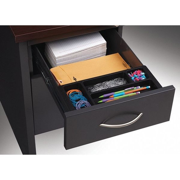 Hirsh Office Desk, Double Pedestal, 72"W x 36"D, Charcoal/Mahogany 20532