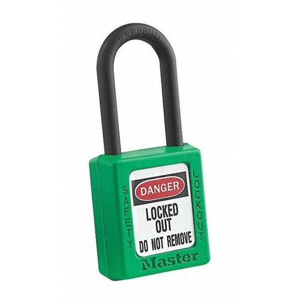 Lockout Padlock, Keyed Alike, Thermoplastic, Black, 1 1/2 in Shackle Height, 1 1/2 in Body Width