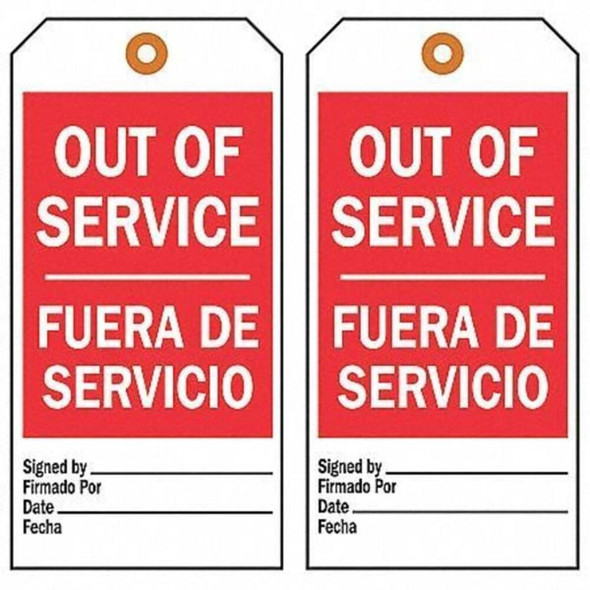 Tag, Safety, Polyester, 5 3-4 in H x 3 in W, Black on Yellow, Rectangle, 10 PK  86554