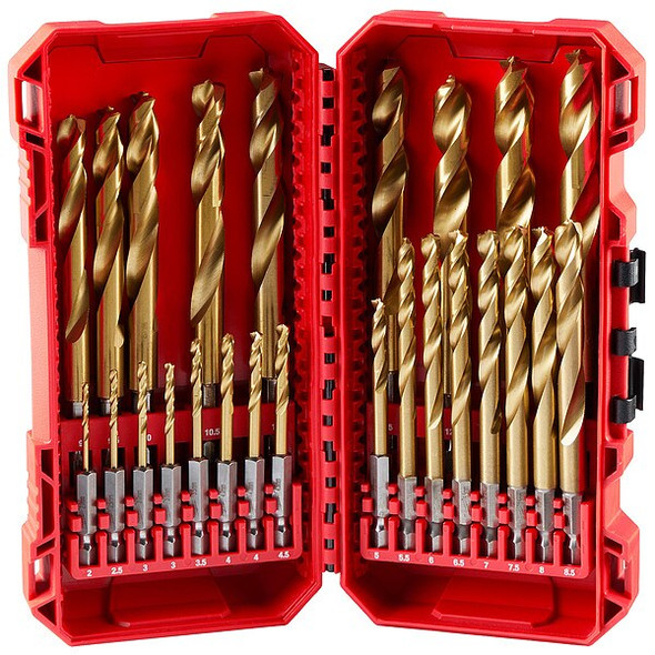 25 pc. SHOCKWAVE Impact Duty RED HELIX Titanium Metric Drill Bit Set
