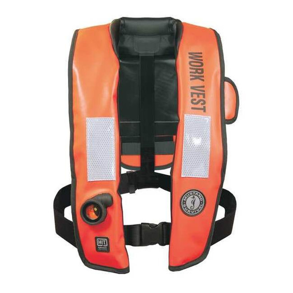 Mustang Survival Life Jacket,Universal,38lb,CO2,Orange MD318802-2-0-235
