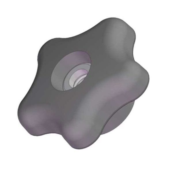 Star Knob, 1/4-20 Thread Size, 1"L, Thru Tap, Steel