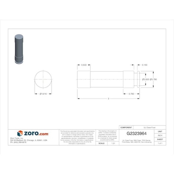 Mersen UL Class Fuse, RK5 Class, Time-Delay, 35A, 250V AC, Non-Indicating TR35R