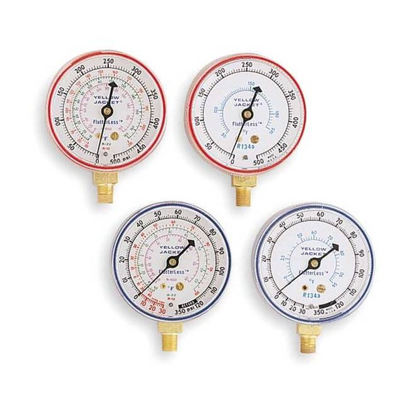 Yellow Jacket Gauge,2-1/2 In Dia,High Side,Red,500 psi 49001