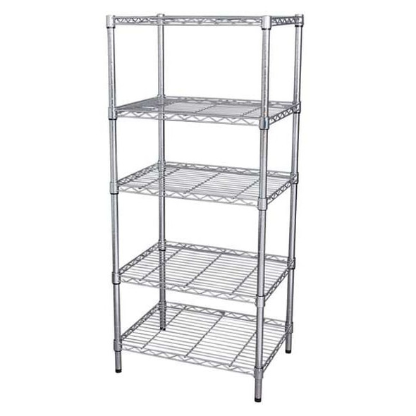 Wire Shelving Unit, 18"D x 48"W x 63"H, 5 Shelves, Chrome