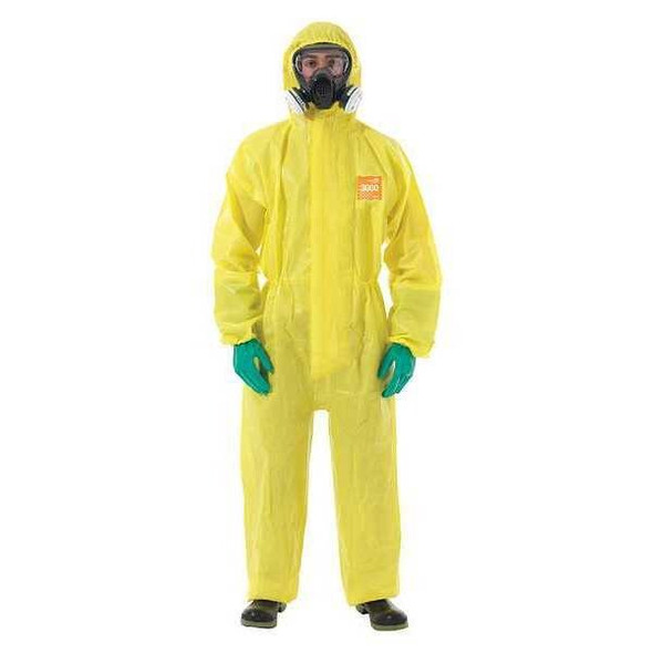 Chemical Resistant Coverall, M, Yellow, Chemical Laminate