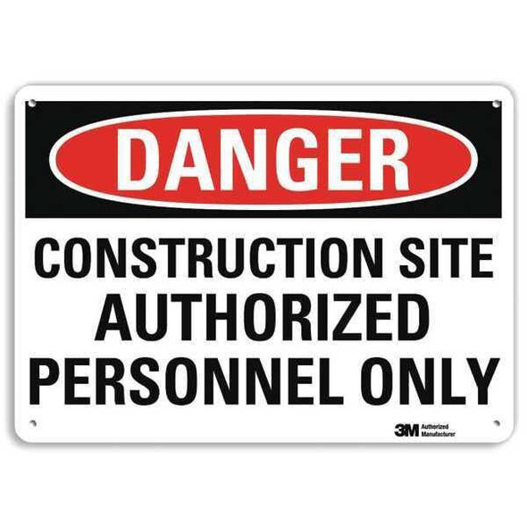 Danger Sign, 10 in Height, 14 in Width, Aluminum, Vertical Rectangle, English