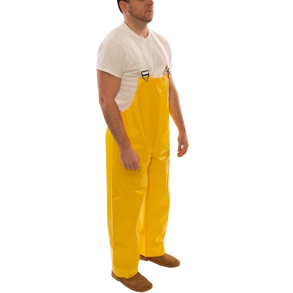 Tingley Rain Bib Overall, PVC, 32 in Inseam, 18 mil Thickness, Yellow, 3XL O32007