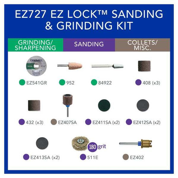 Dremel RotaryToolAccessoryKit,18pcs,w/Case EZ727-01