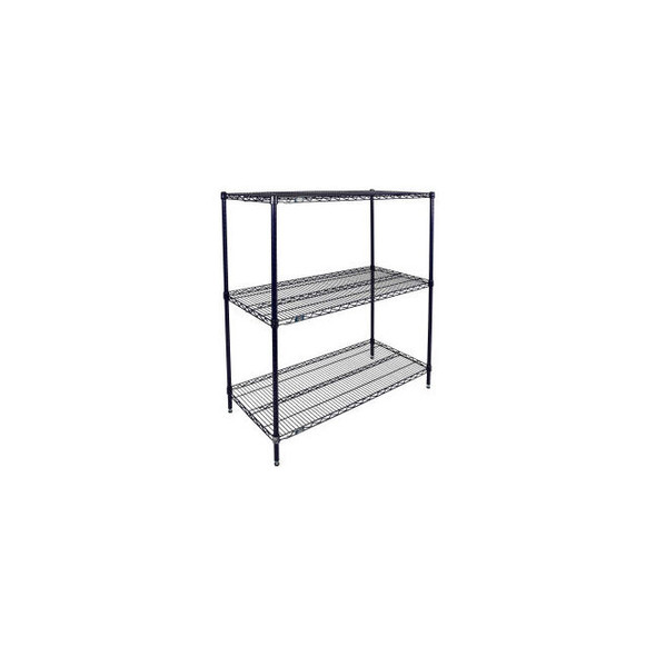 Nexel 3 Shelf Nexelon Blue Wire Shelving Unit Starter 30""W x 21""D x 54""H