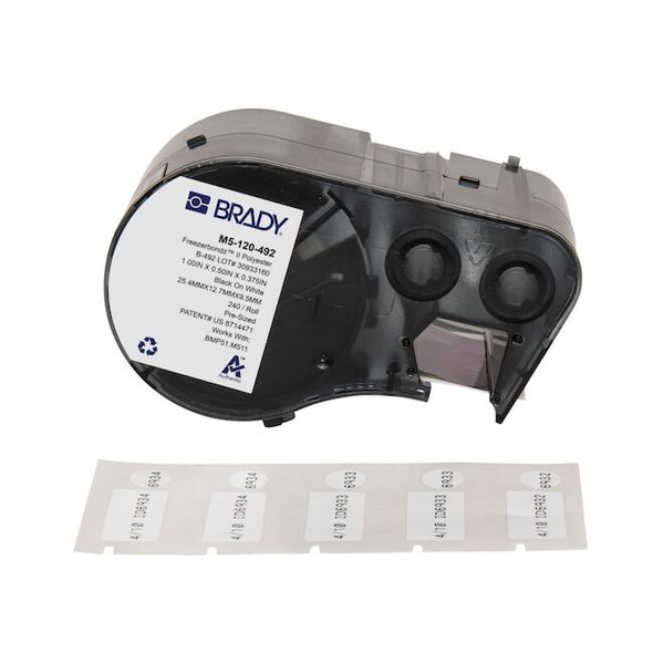 Brady Label/RibbonCartridge, White, Matte, 1inW M5-120-492