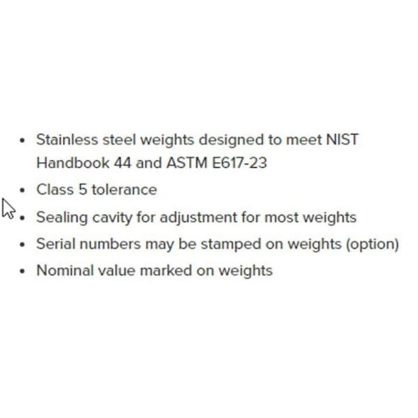 Rice Lake Weighing Systems CalibrationWeightsSet,SS,Metric 12504