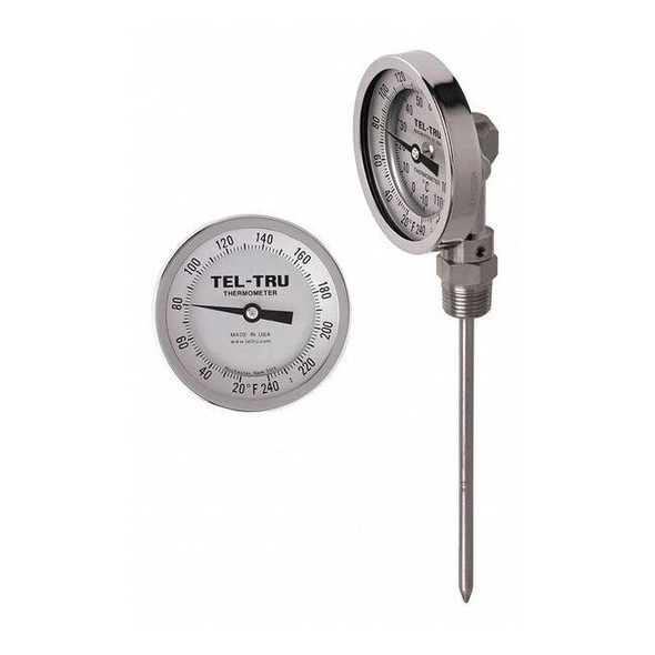 Tel-Tru Analog Dial Thermometer,Stem 6" L BC550R-0653