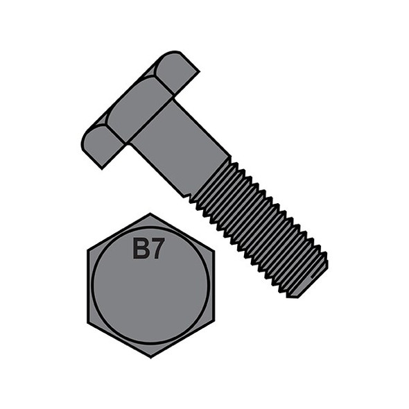 Grade B7, 3/4"-10 Hex Head Cap Screw, Plain Steel, 3-1/4 in L, 75 PK