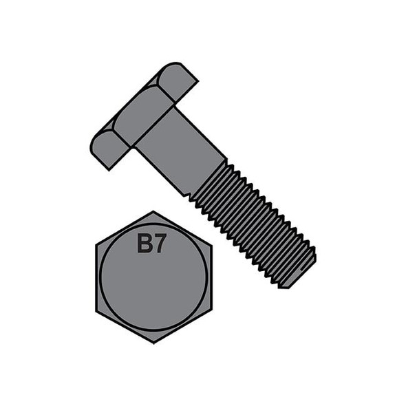 Grade B7, 3/4"-10 Hex Head Cap Screw, Plain Steel, 3-1/4 in L, 75 PK