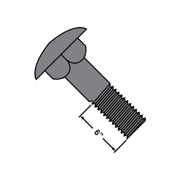 Carriage Bolt, Square Neck, Steel, Hot Dipped Galvanized, 25 PK