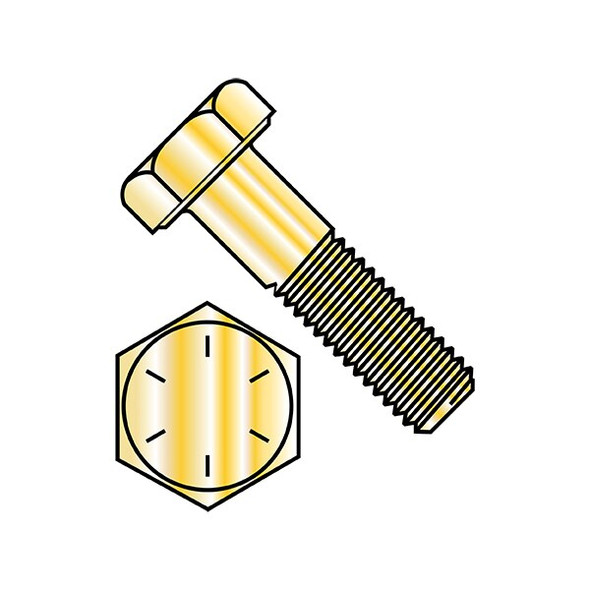 Grade 8, 1"-14 Hex Head Cap Screw, Zinc Yellow Steel, 8 in L, 18 PK