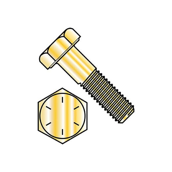 Grade 8, 1"-8 Hex Head Cap Screw, Zinc Yellow Steel, 9-1/2 in L, 15 PK
