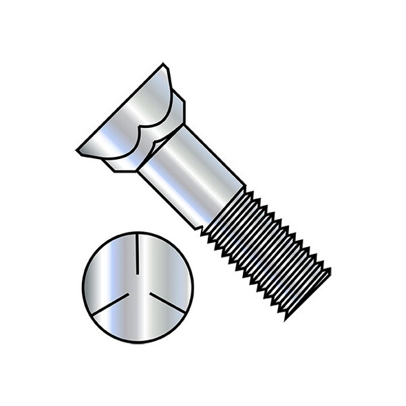 Plow Bolt, 1/2"-13 Thrd Sz, 2" L, Steel, Zinc Plated, 350 PK